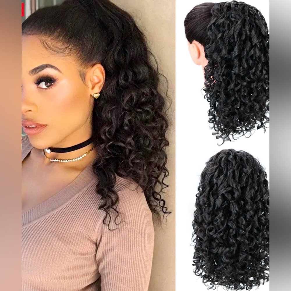 New - Wiggy - Curly Drawstring Ponytail - Brown /Black